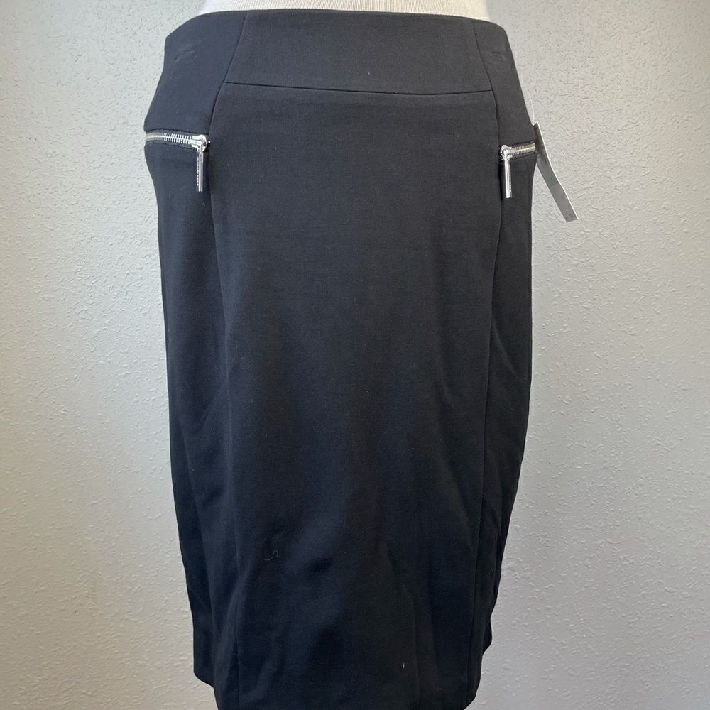 NWT MICHAEL Michael Kors Black Midi Skirt Size 8
